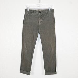 Harashi KATO Axe Denit Chino Pants olive Stretch fabric size 28 raw cropped